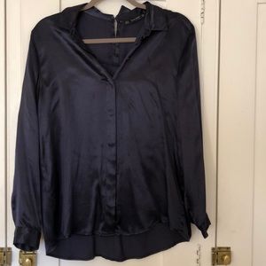 Zara Silky Indigo Blouse